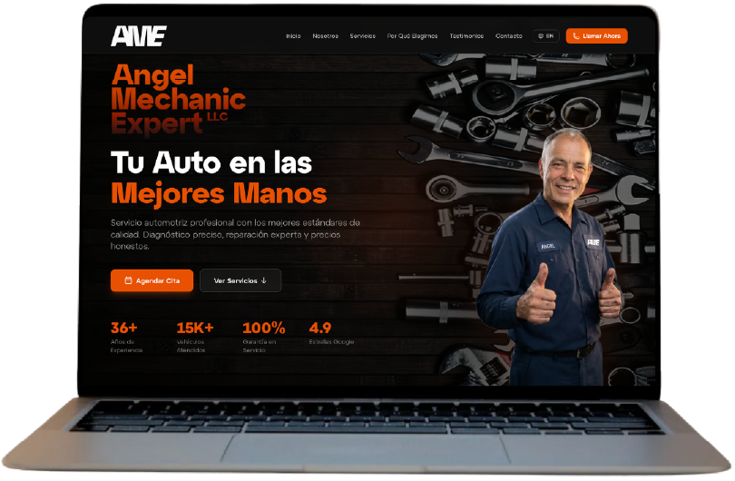 Angel Mechanic laptop mockup